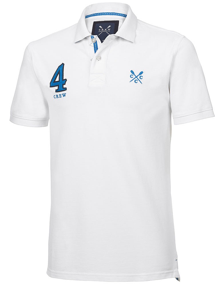 Men s Numbers Polo In Optic White From Crew Clothing