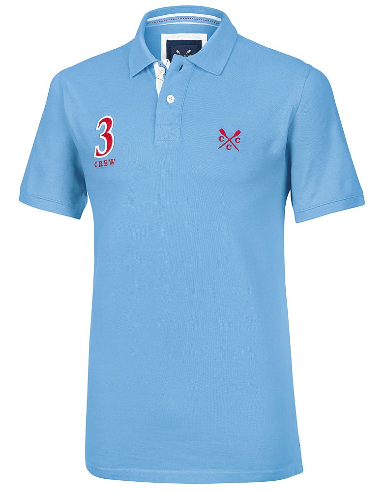 Men s Numbers Polo In Sky From Crew Clothing
