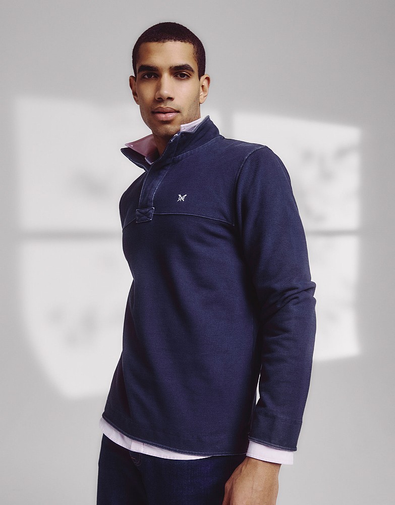 Navy Cotton Pique Padstow Sweatshirt
