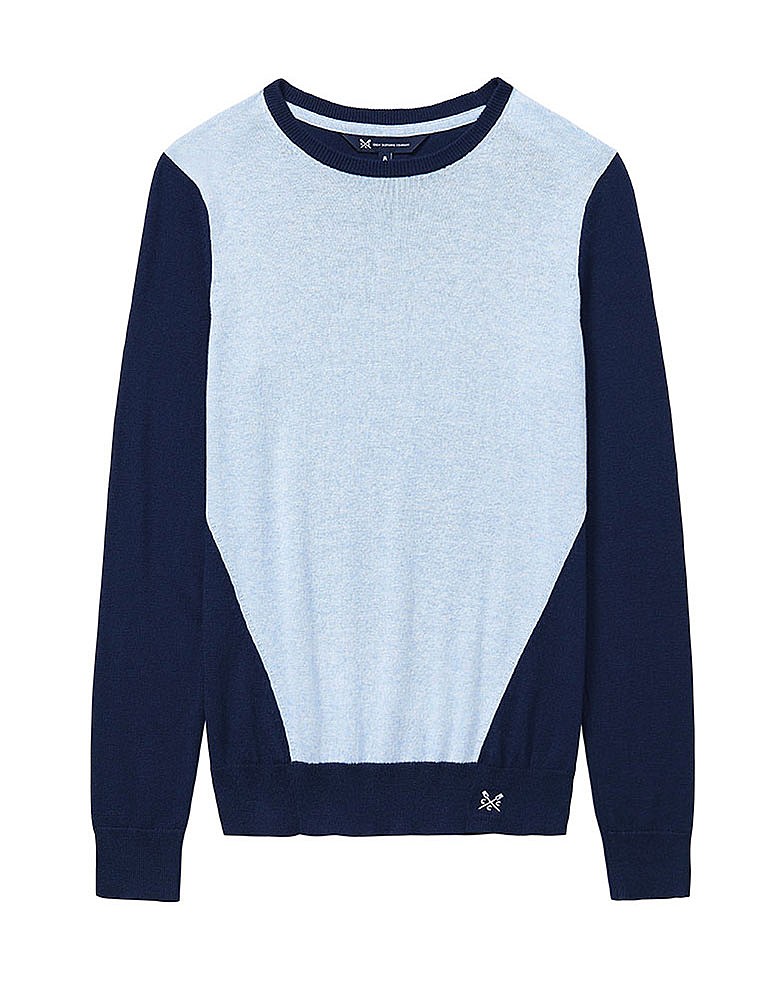 Women's Colour Block Jumper in Navy/Classic Blue from Crew Clothing