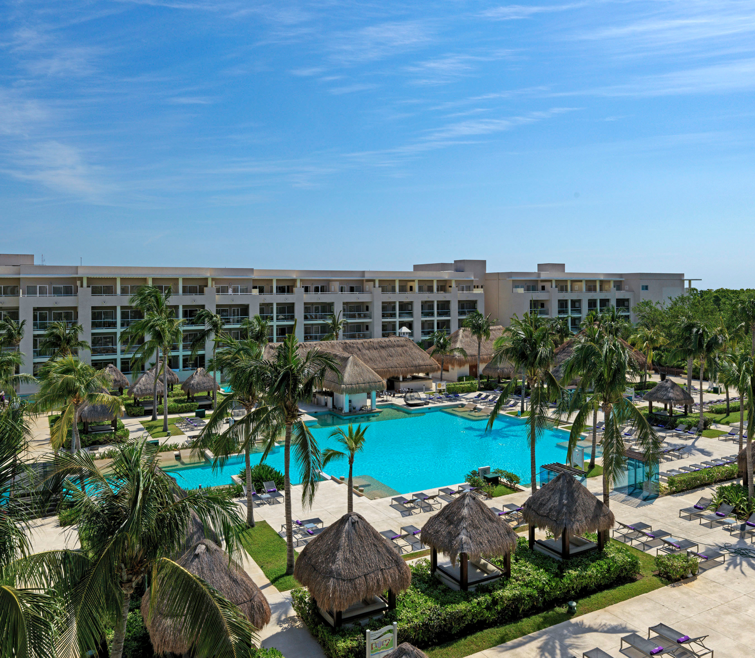 Mexico hotel with swimming pool and palm trees