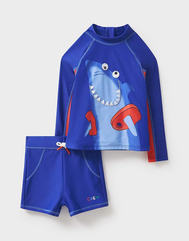 Shark Print Rash Vest And Short Set