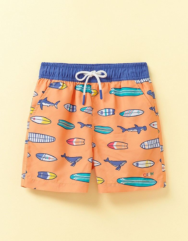 Printed Surf Shark Swim Shorts