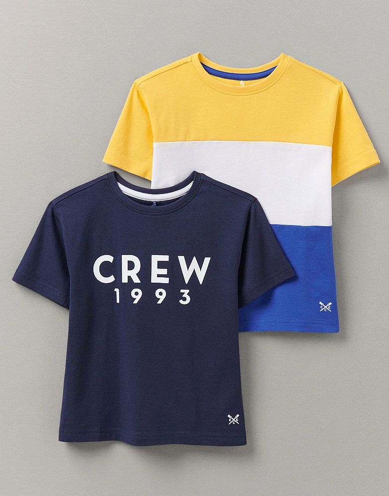 2 Pack Graphic And Colour Block T-Shirt