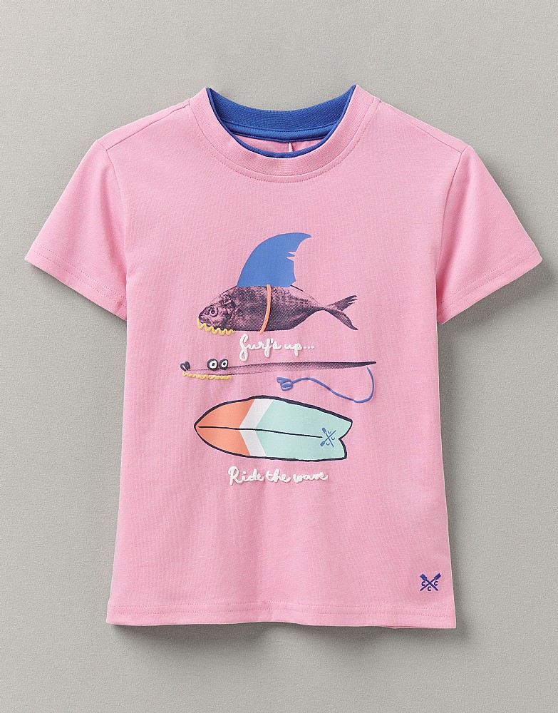 Short Sleeve Printed Shark Surf T-Shirt