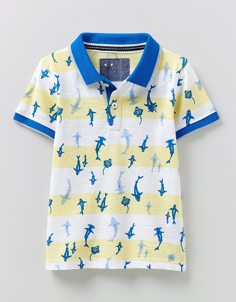 Stripe Polo Shirt with Shark Print