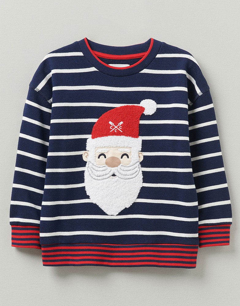 Striped Santa Crew Neck Sweatshirt