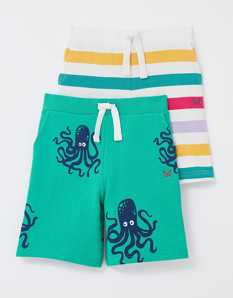 2 Pack Octopus And Stripe Jersey Shorts