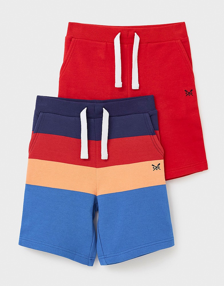 2 Pack Solid & Stripe Shorts