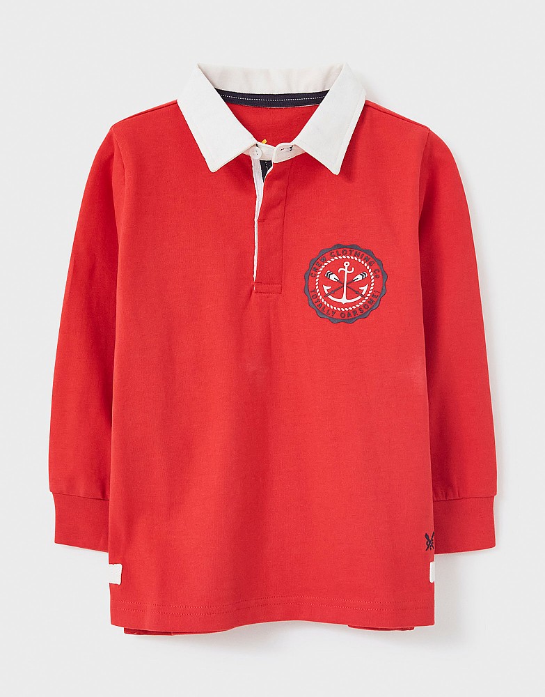 Long Sleeve Plain Rugby Shirt With Badge