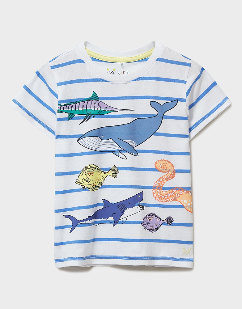 Fish Print Stripe T-Shirt
