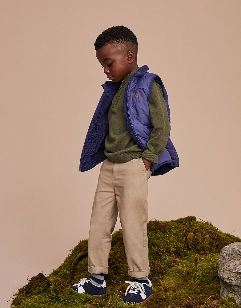 Reversible Borg Fleece Lowther Gilet in Blue and Navy