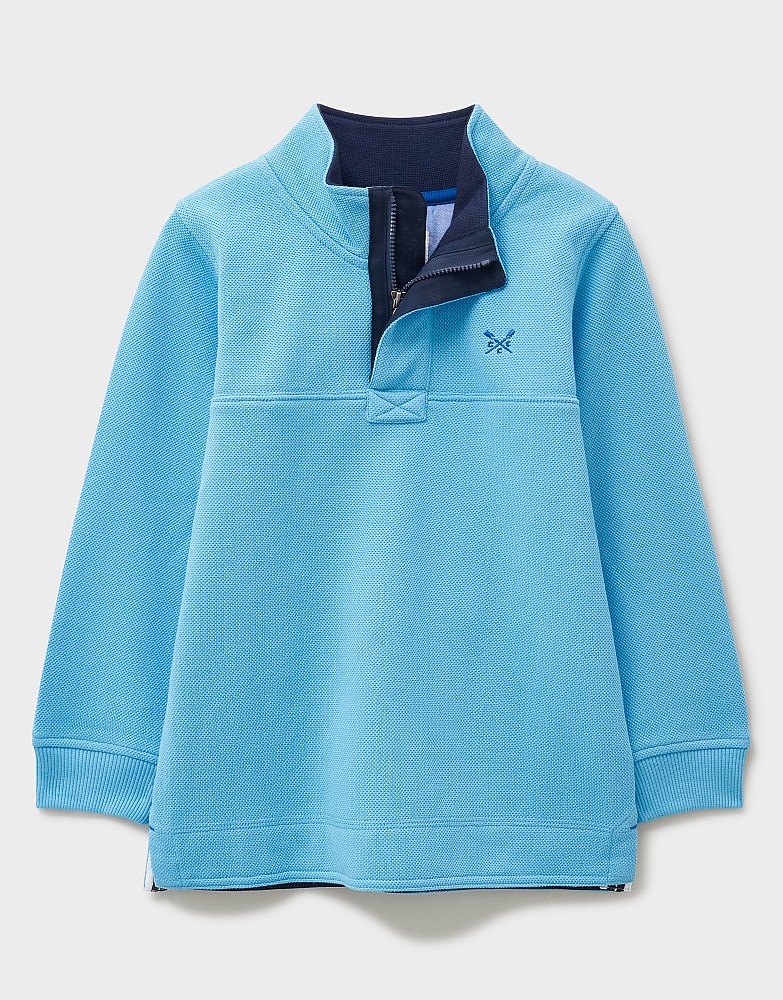 Cotton-Piqué Padstow Sweatshirt in Blue