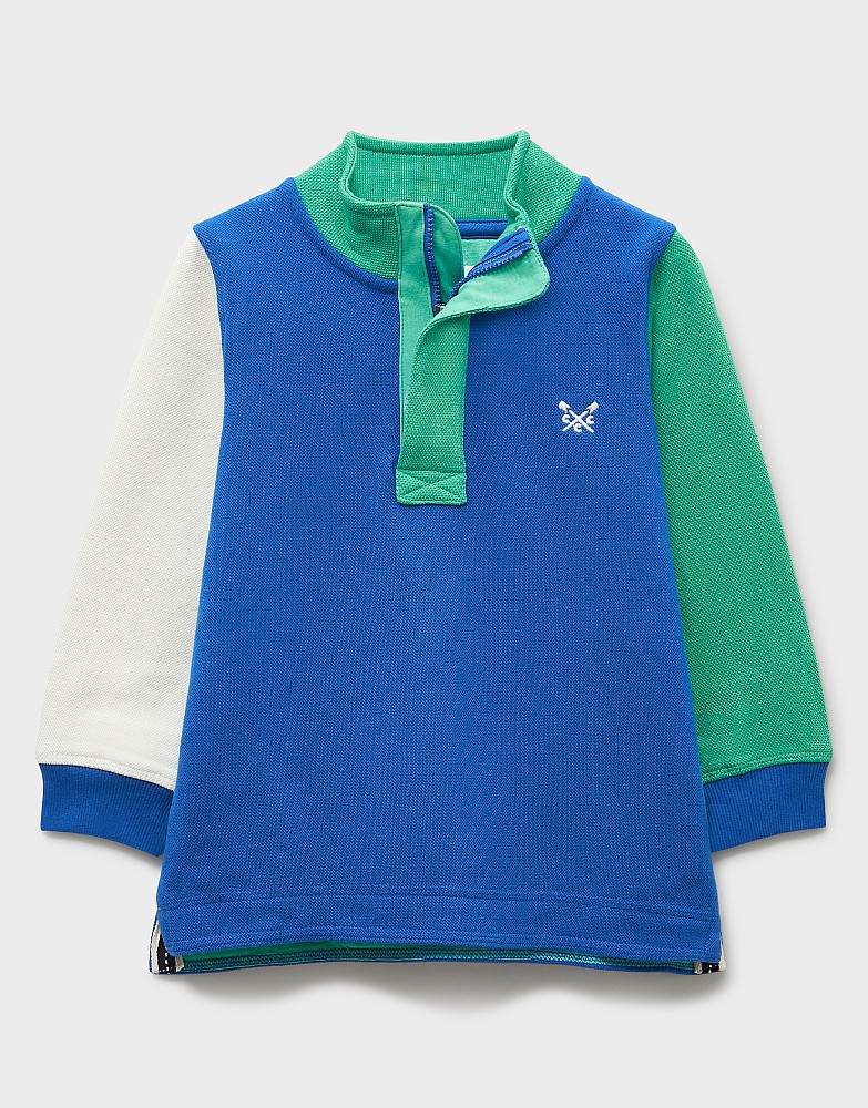 Colourblock Sweatshirt Padstow in White, Blue and Green