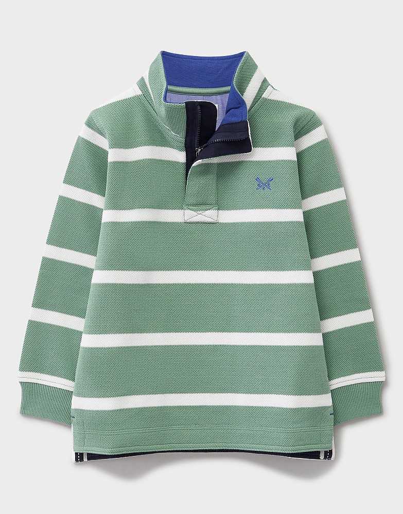 Padstow Striped Sweatshirt in Green and White