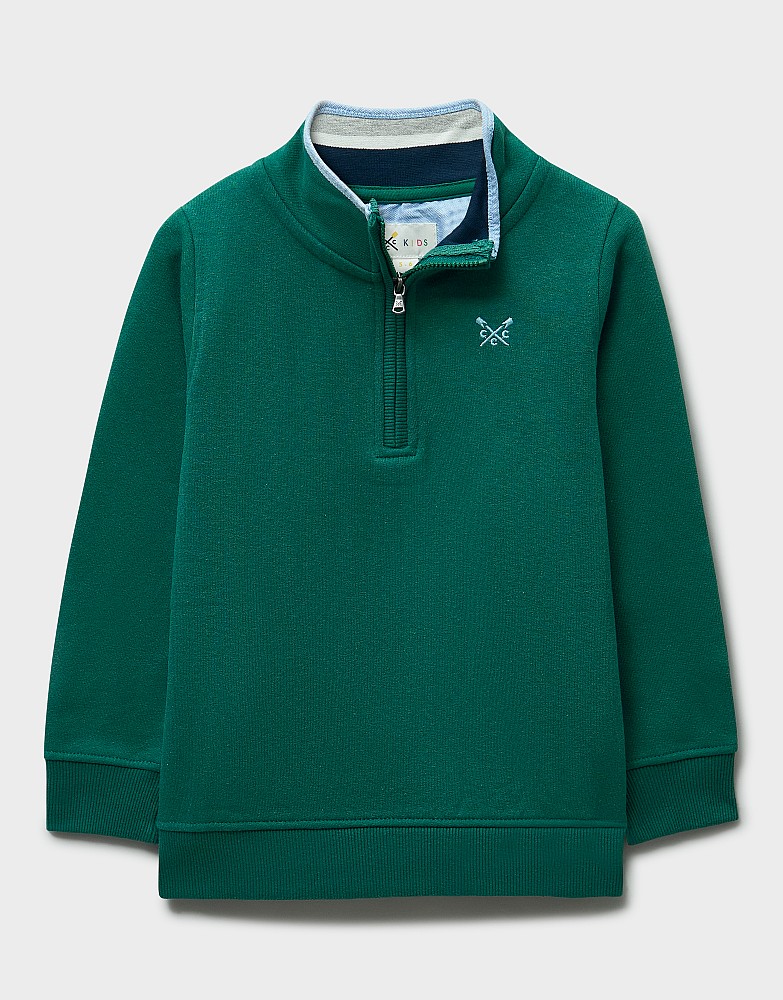 Classic Half Zip Sweatshirt in Teal Green