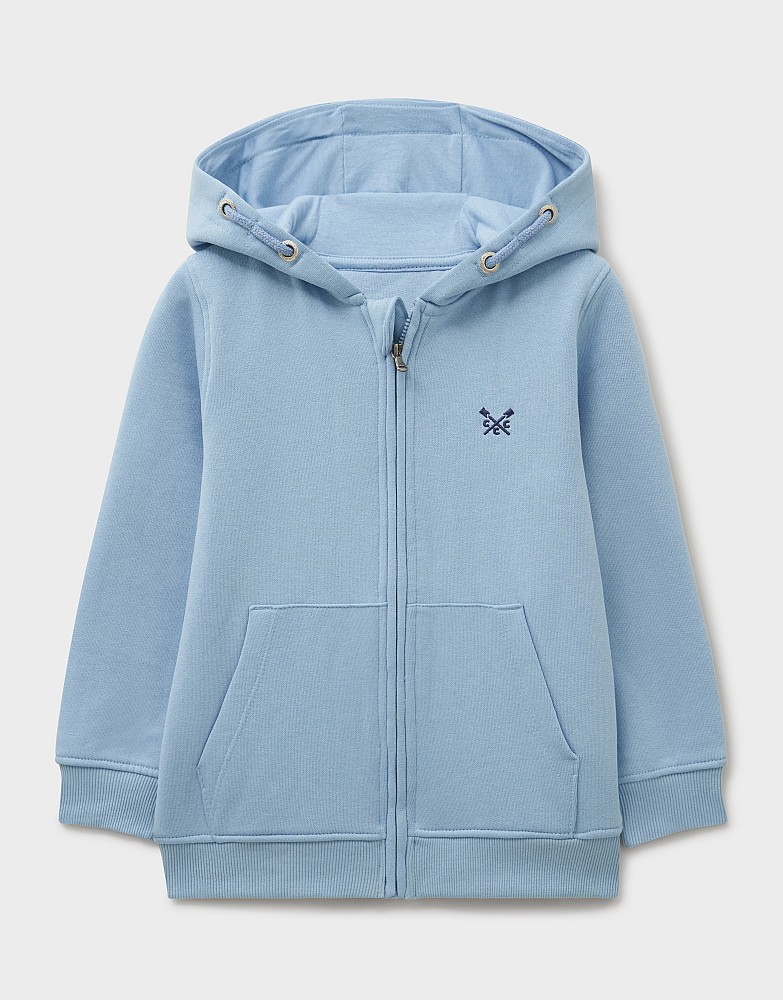 Cotton Zip-Through Hoodie in Blue