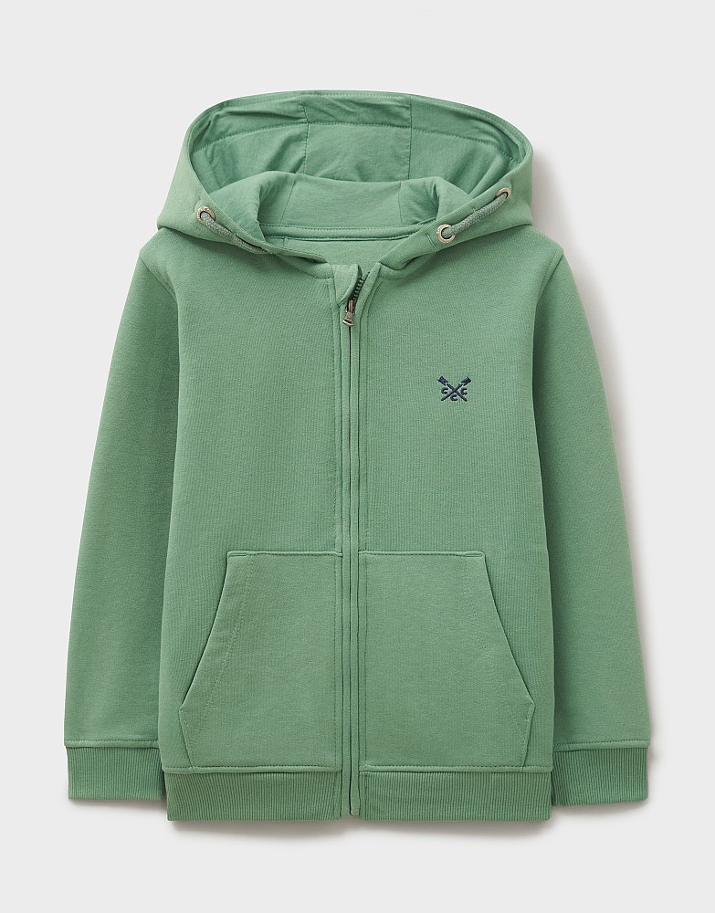 Cotton Zip-Through Hoodie in Green