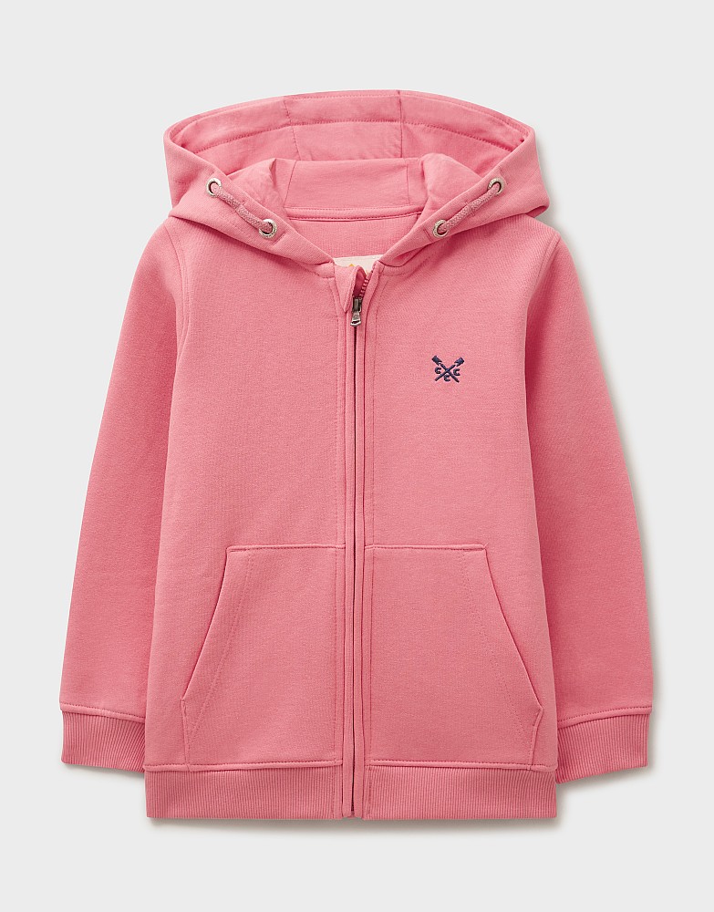 Cotton Zip-Through Hoodie in Pink 