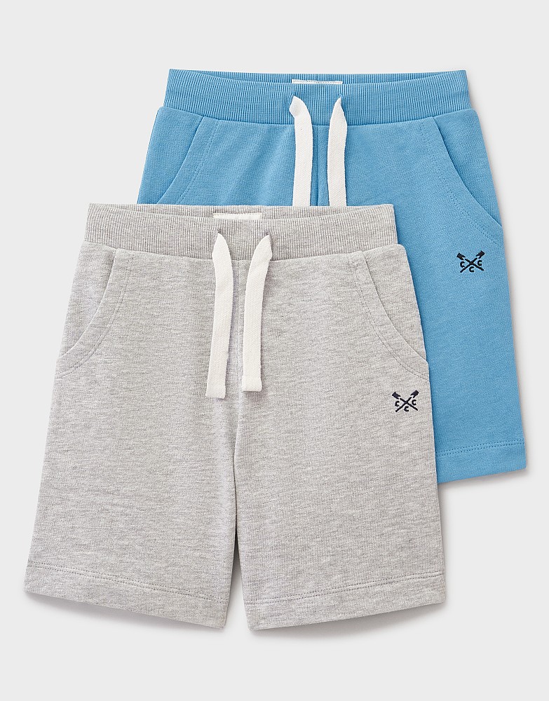 2 Pack Plain Jersey Shorts in Blue and Grey
