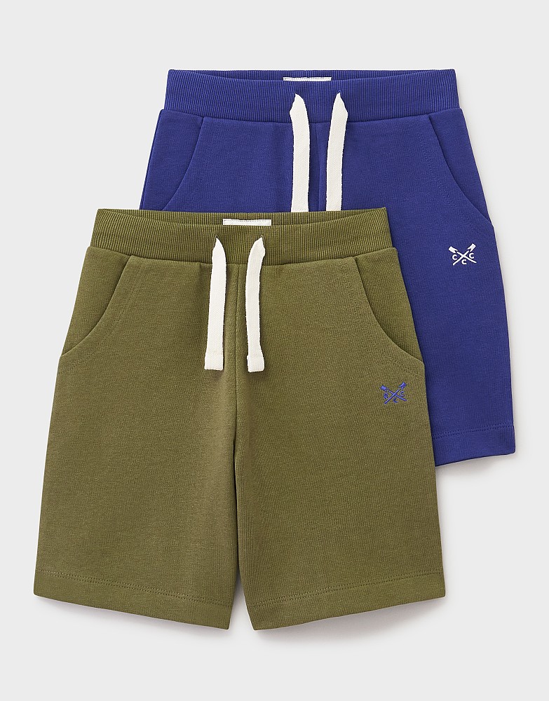 2 Pack Plain Jersey Shorts in Blue and Green