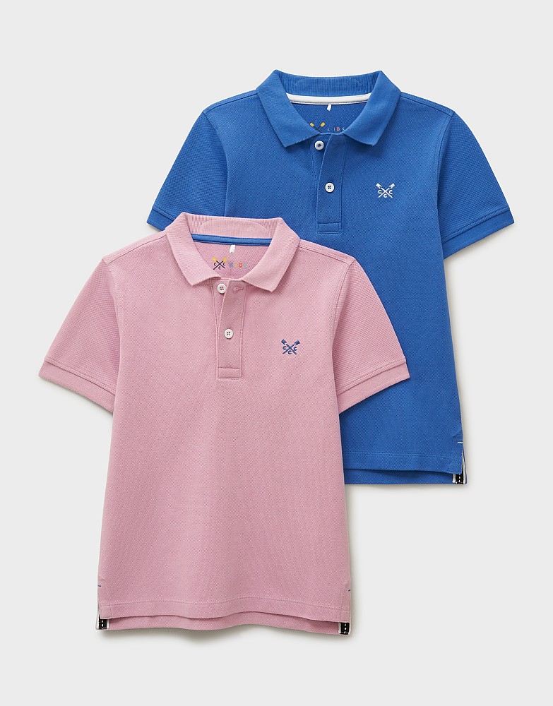 2 Pack Classic Pique Polos Shirt in Mauve and Blue