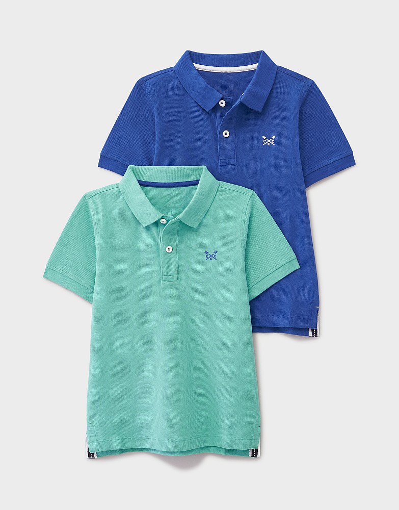 2 Pack Classic Pique Polo Shirt in Turquoise and Dark Blue