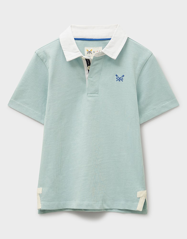 Short Sleeve Plain Rugby Shirt in Blue