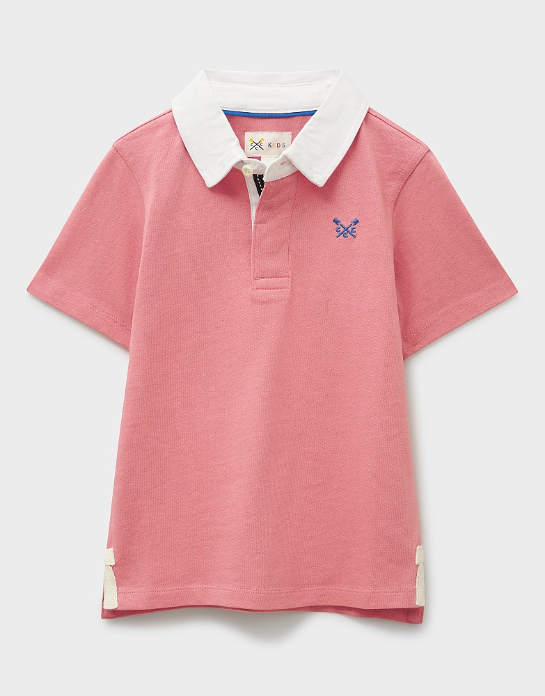 Short Sleeve Plain Rugby Shirt in Pink