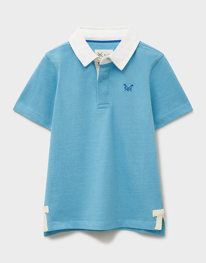 Short Sleeve Plain Rugby Shirt in Bright Blue
