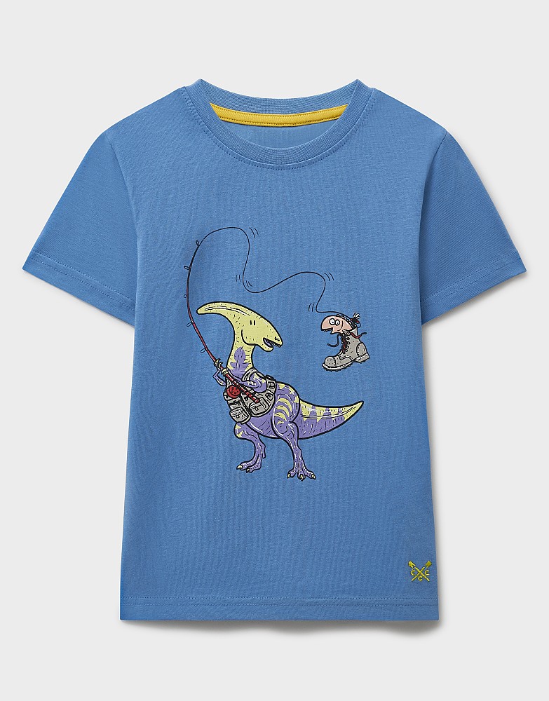 Short Sleeve Graphic T-Shirt in Fishing Dino Print