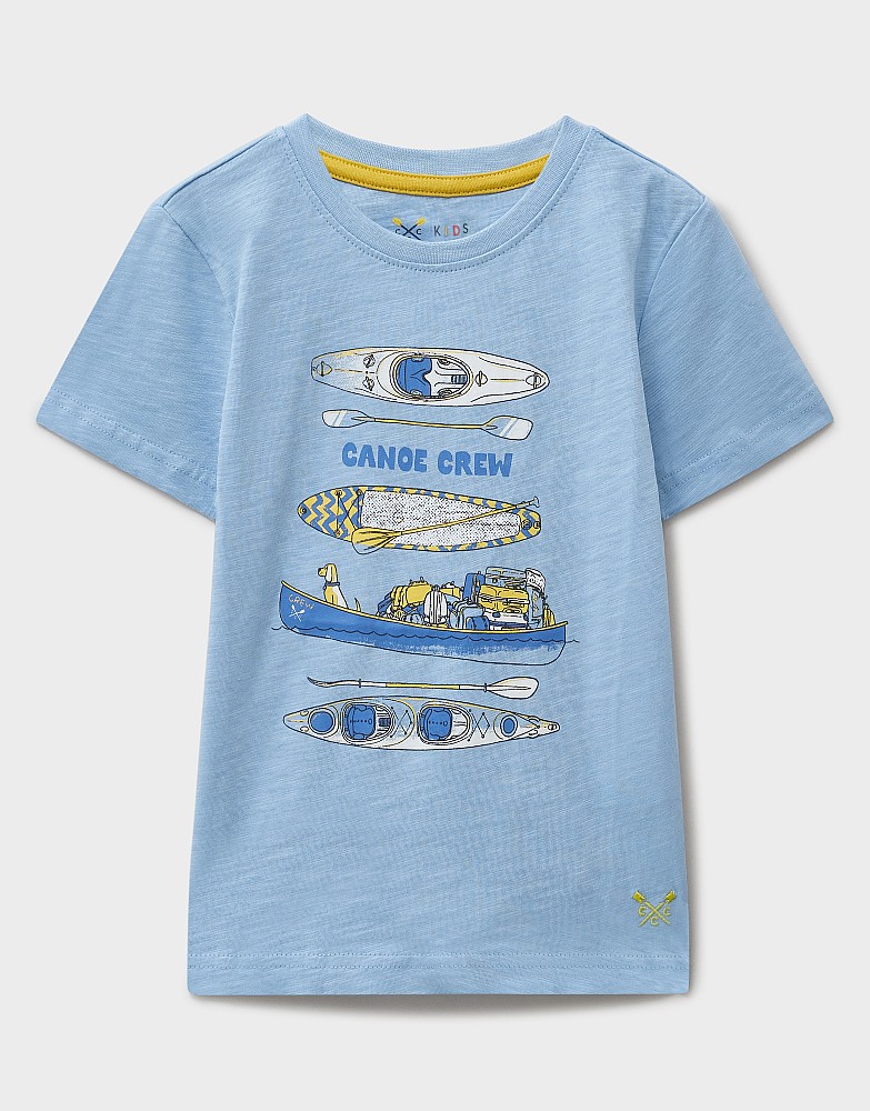 Short Sleeve Graphic T-Shirt in Blue Boat Print