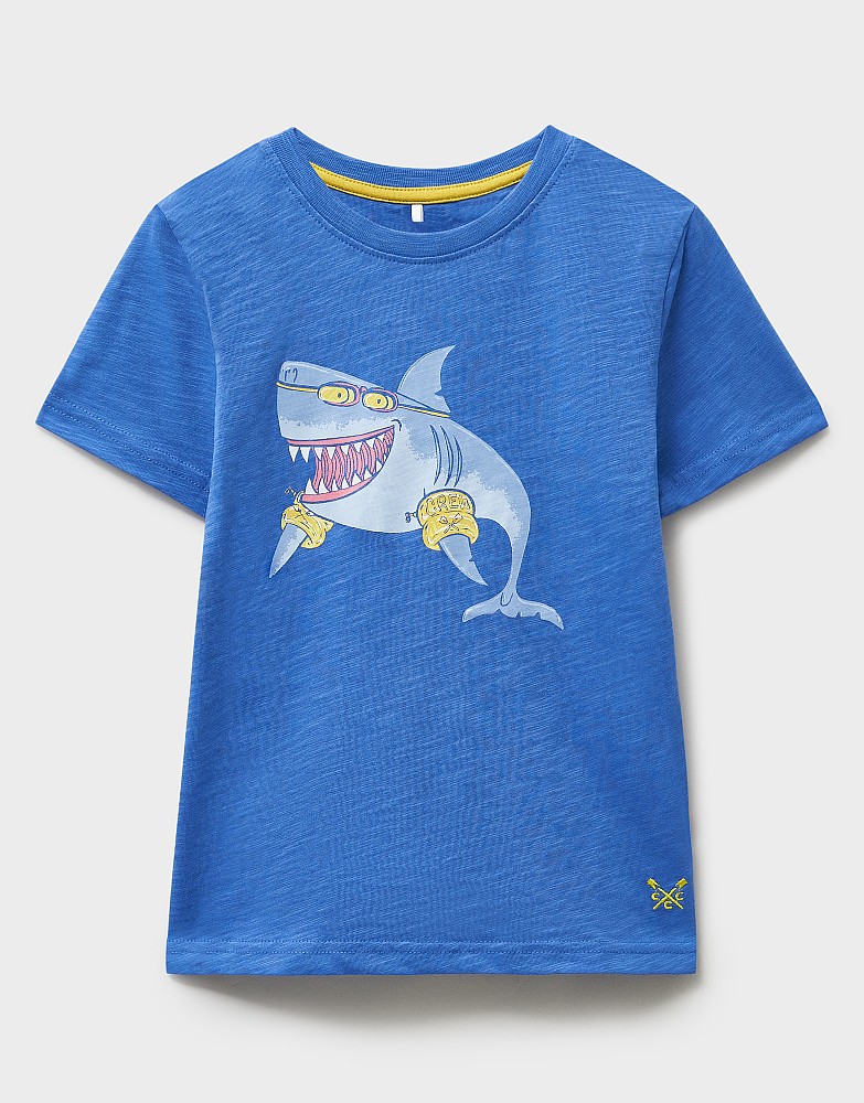 Short Sleeve Shark Graphic T-Shirt in Blue