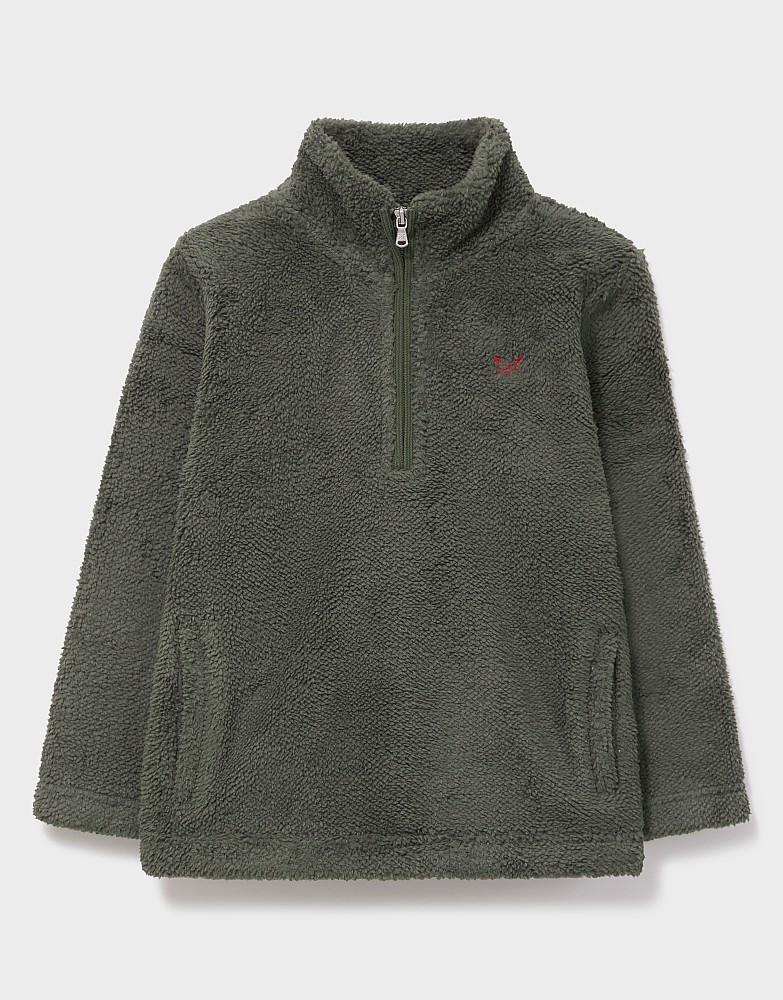 Borg Half-Zip Fleece in Leaf Green