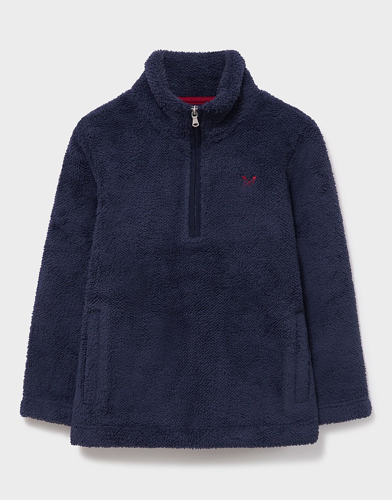 Borg Half-Zip Fleece in Navy Blue