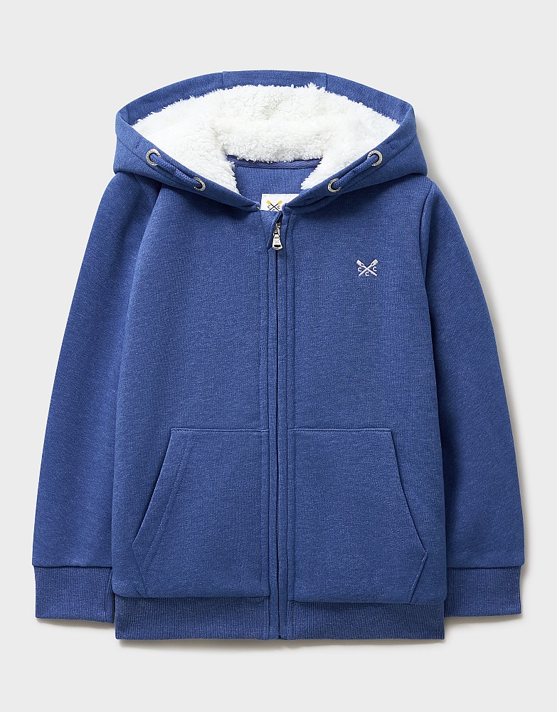 Cross Oars Fleece Zip Through Teddy Lined in Blue