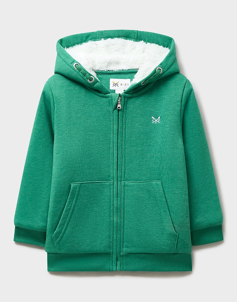 Cross Oars Fleece Zip Through Teddy Lined in Green
