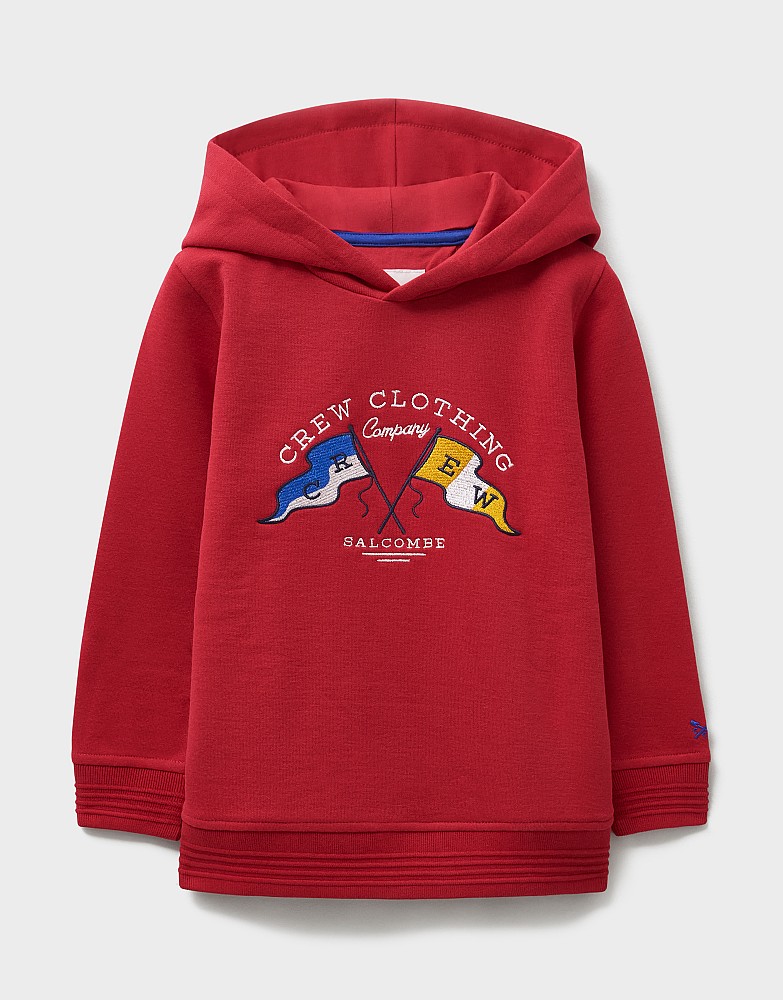 Cotton-Mix Heritage Embroidery Hoodie in Burgundy