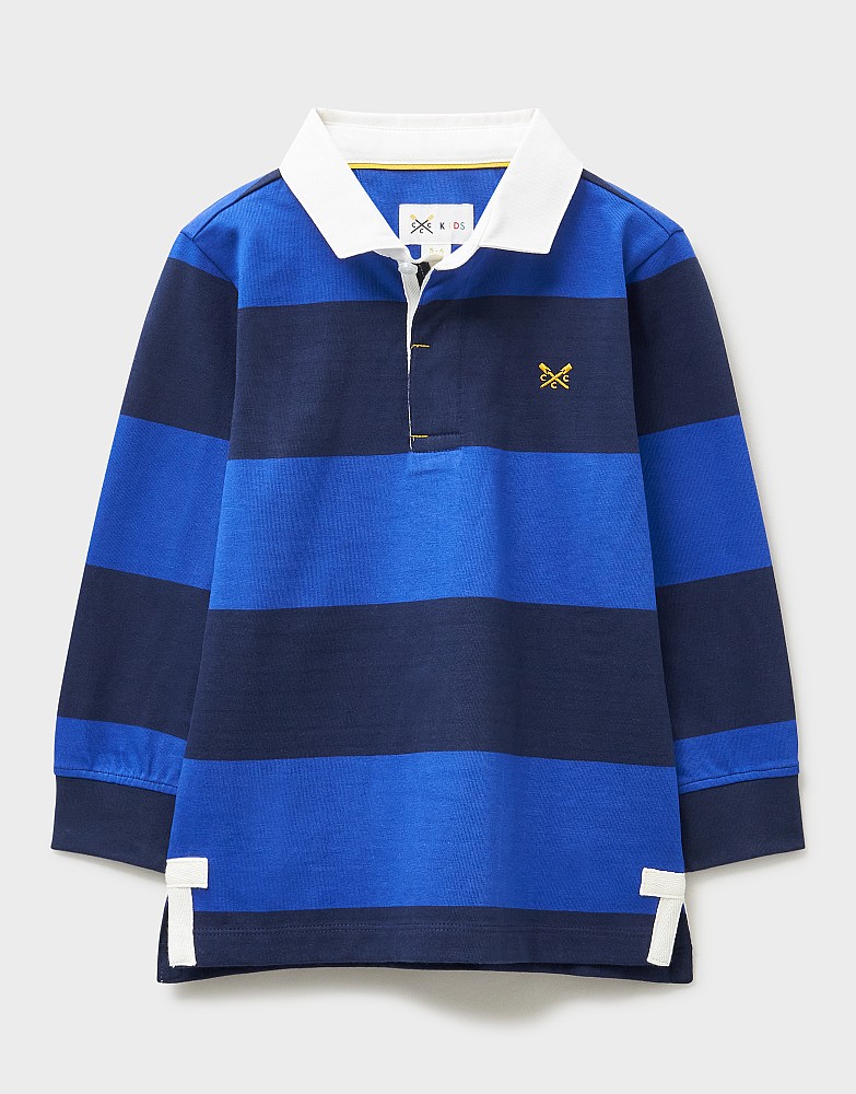 Yarn Dye Stripe Rugby Shirt in Navy and Blue