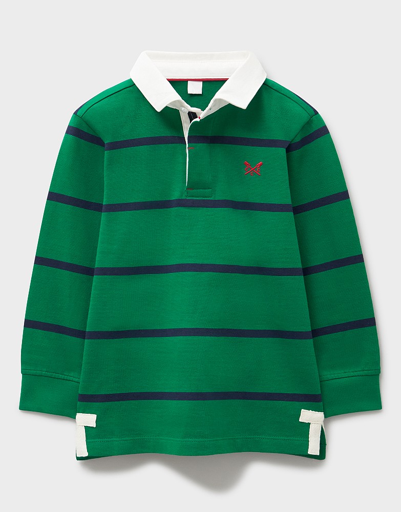 Yarn Dye Stripe Rugby Shirt in Green and Navy