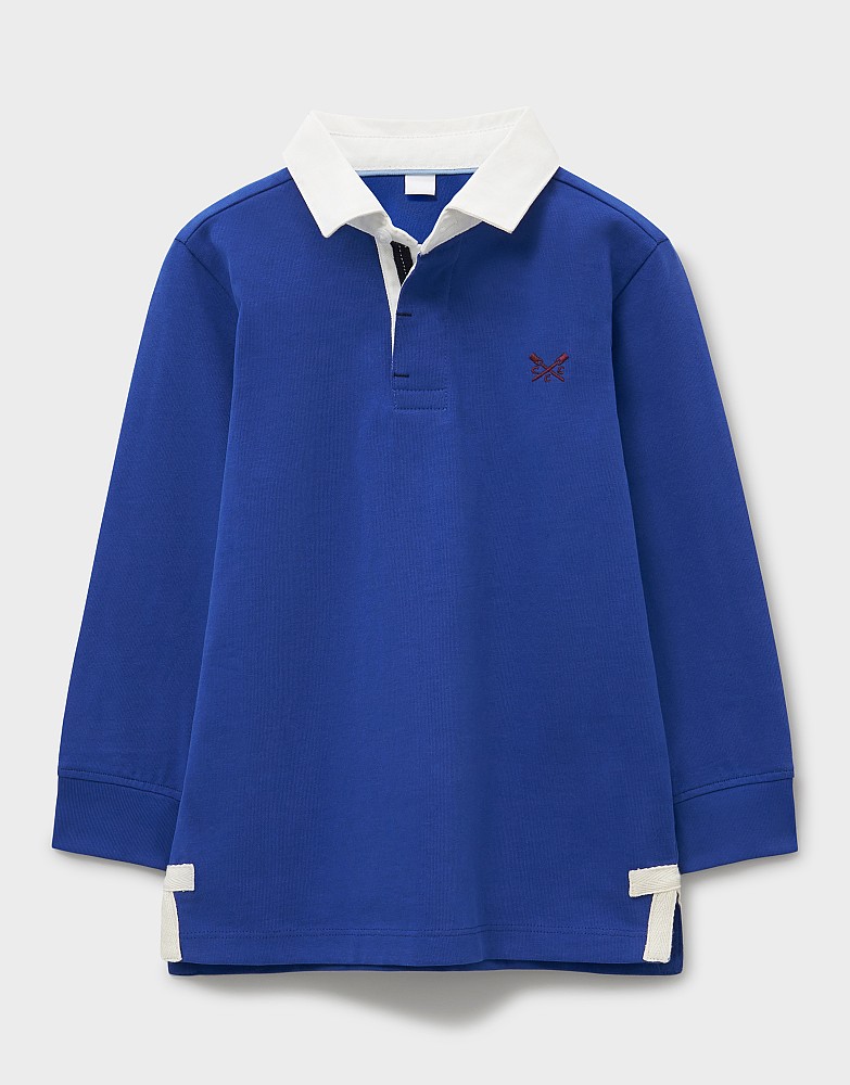 Cotton Rugby Shirt in Royal Blue & White