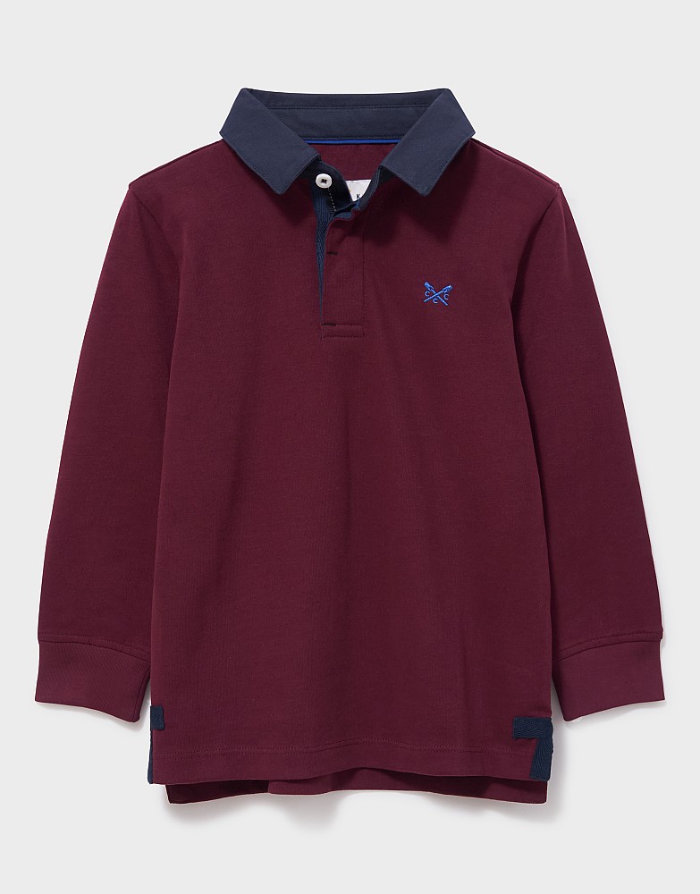 Cotton Rugby Shirt in Burgundy & Blue