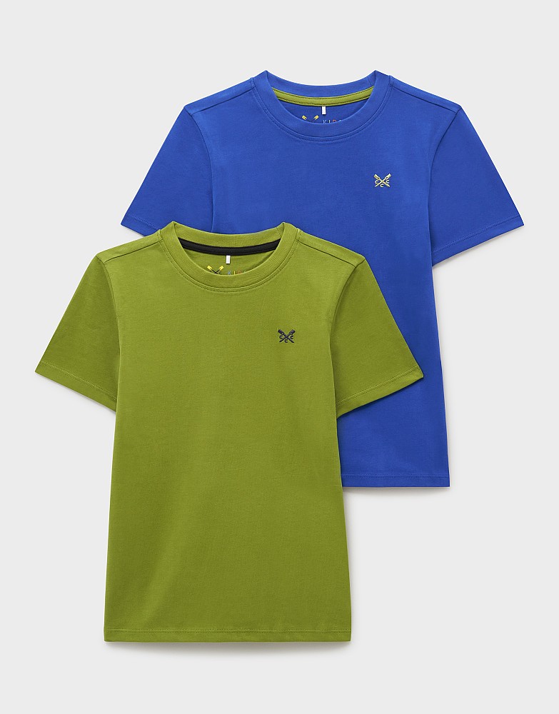2-Pack Cotton Tees in Blue & Khaki