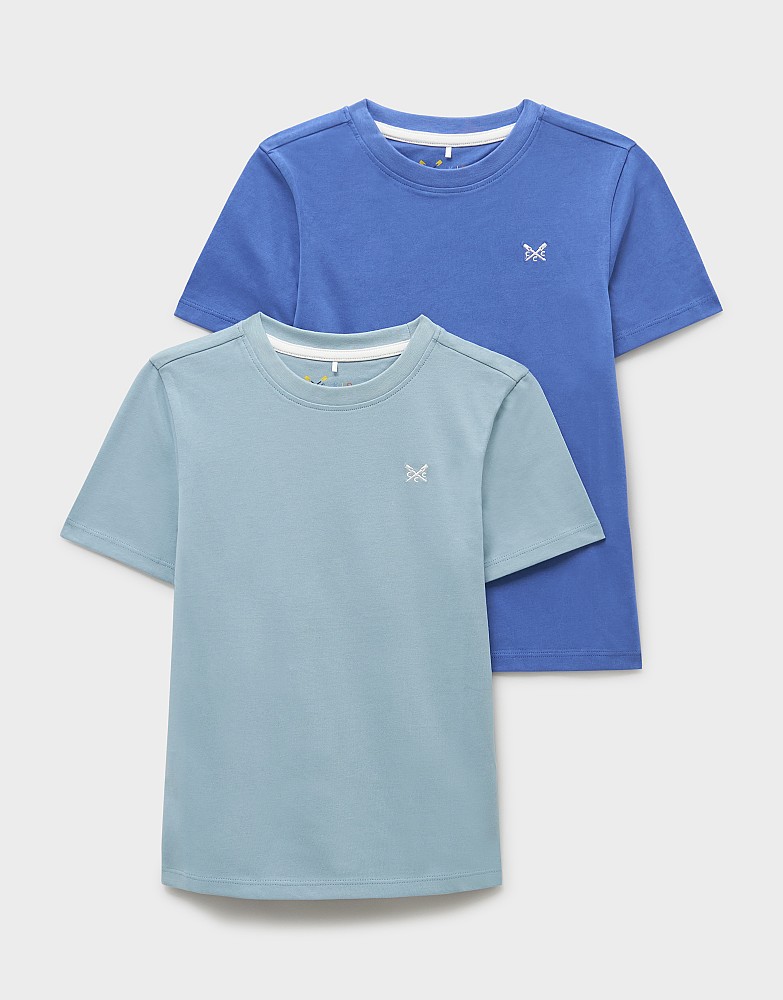 2-Pack Cotton Tees in Light & Mid-Blue