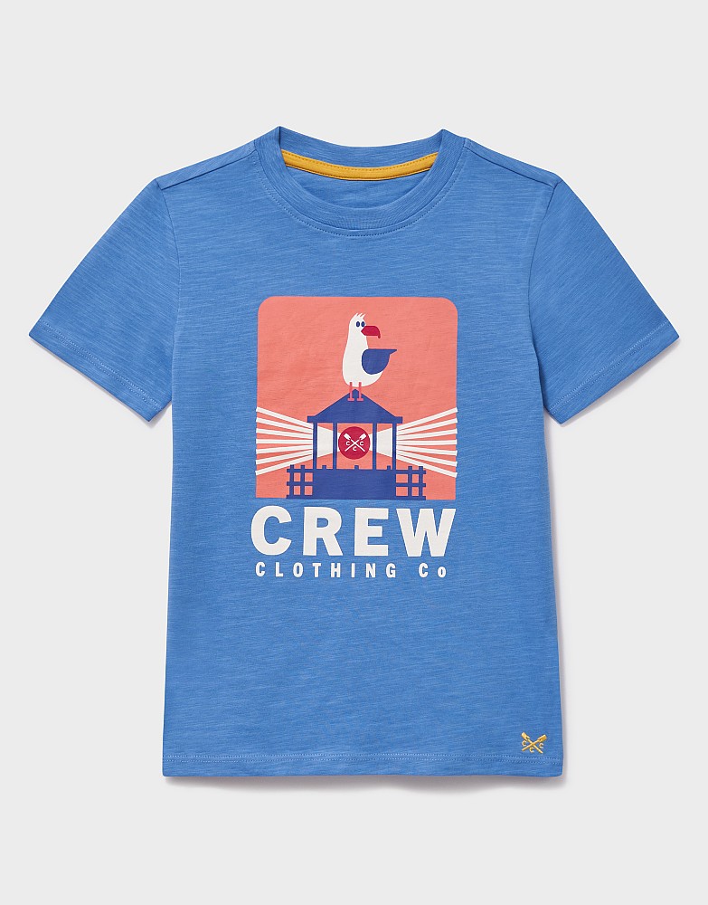 Cotton Short-Sleeve Graphic T-Shirt in Blue