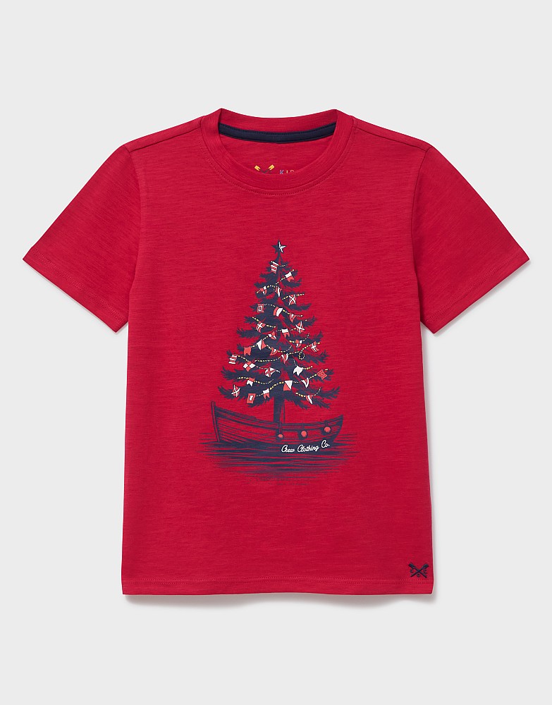 Cotton Short-Sleeve Graphic T-Shirt in Red