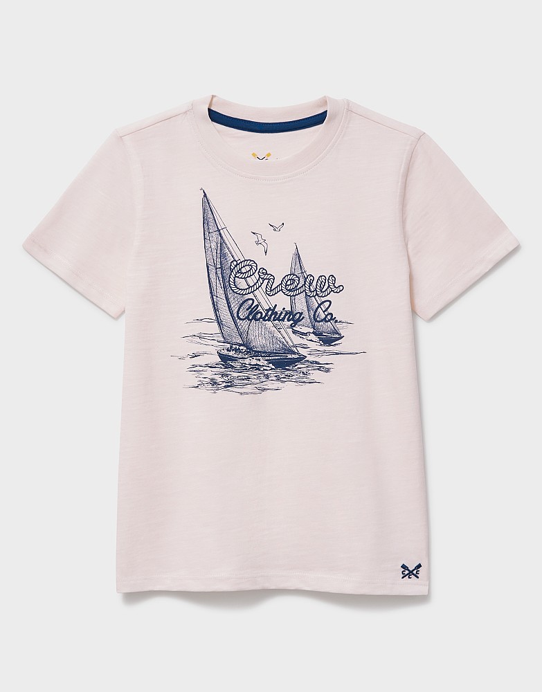 Cotton Short-Sleeve Graphic T-Shirt in White