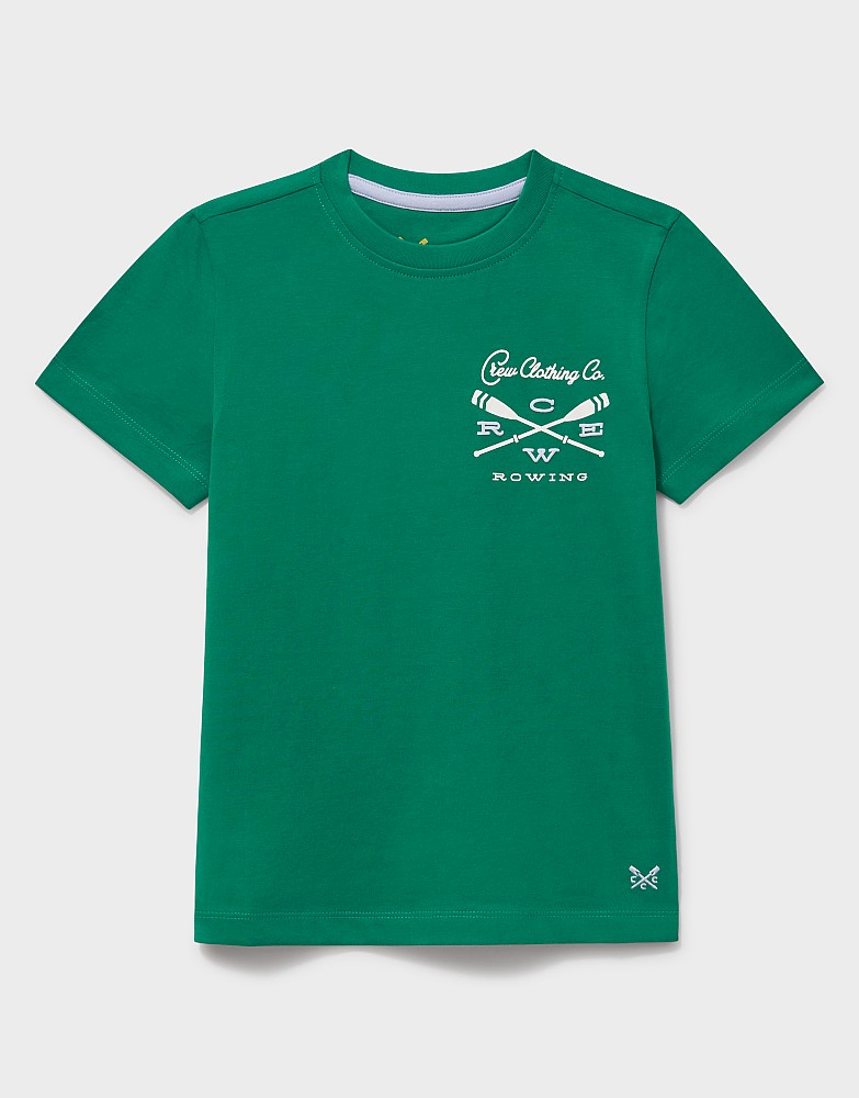 Cotton Rowing Graphic T-Shirt in Green