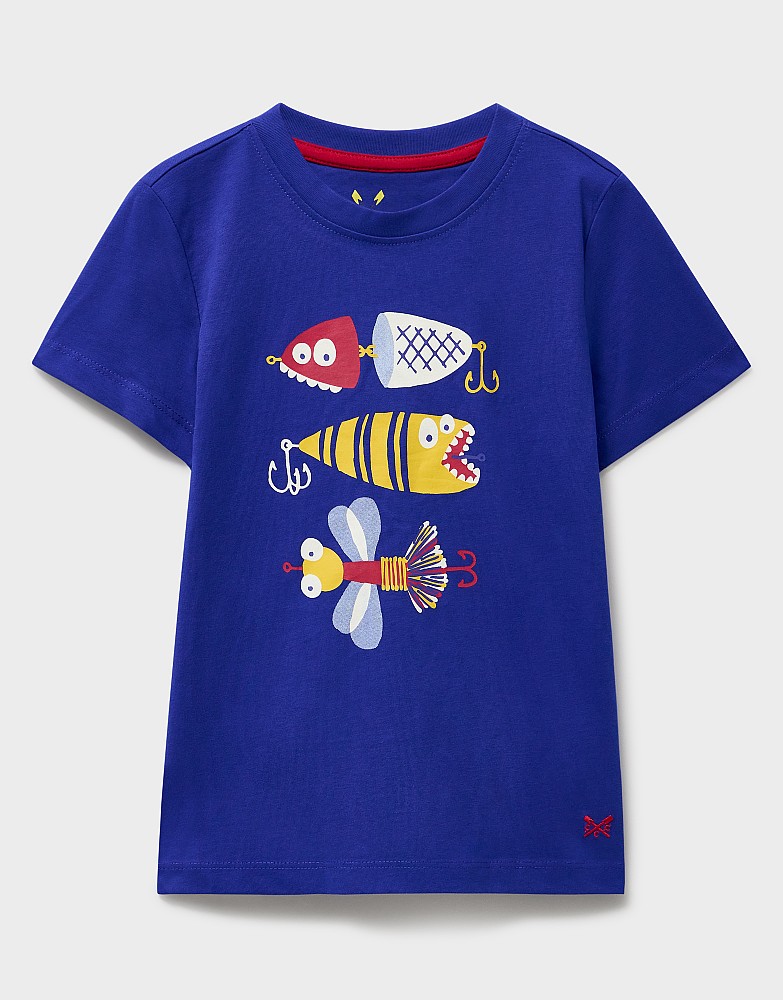 Printed Cotton T-Shirt in Blue