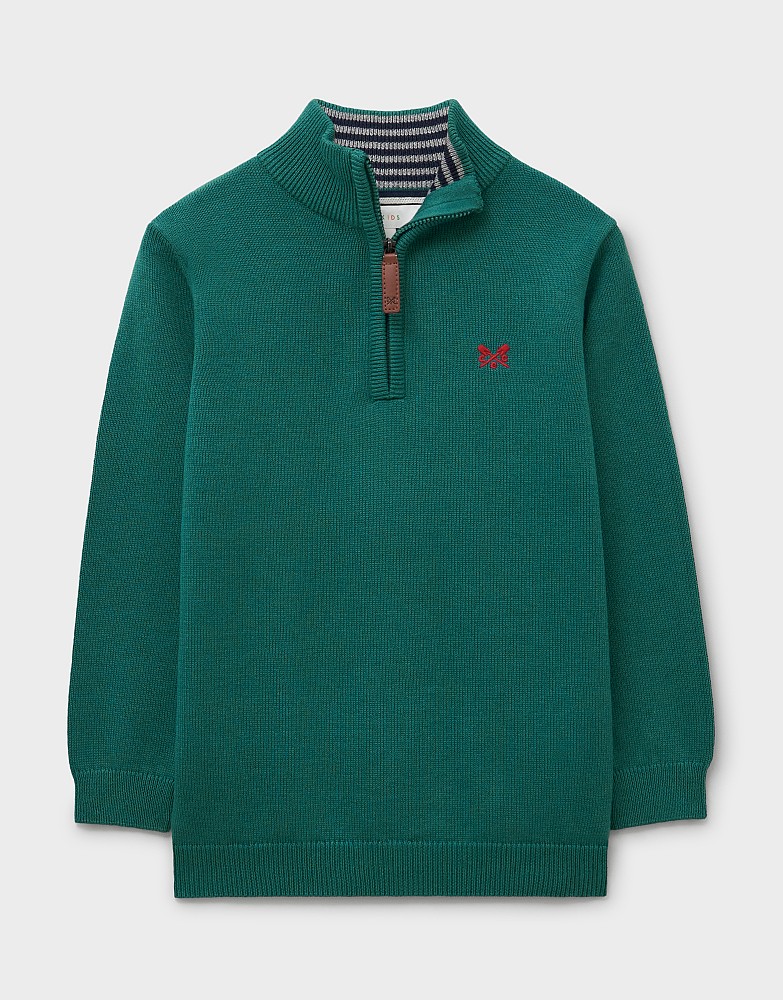 Classic Cotton Half-Zip Knit In Green